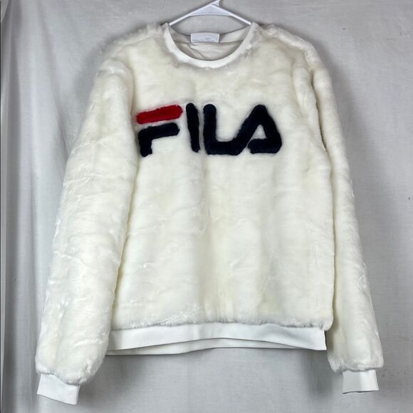 Fila Sweaters - FILA Emmeline Faux Fur White Sweater